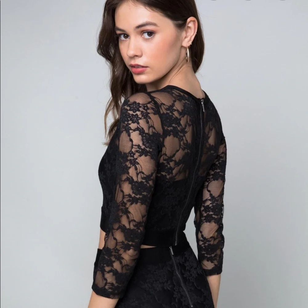 bebe Black Lace Two-Piece Mini Dress - Picture 6 of 6